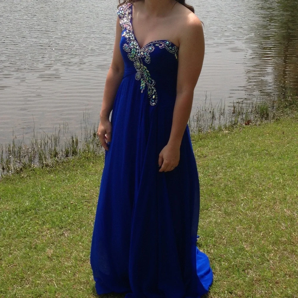 Studio 17 Royal Blue One Shoulder Dress size 8 - Picture 1 of 13